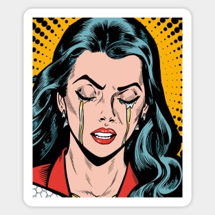 pop art crying girl Sticker